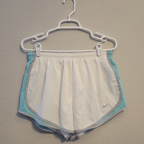 Nike White and Aqua Running Shorts - Picture 1 of 5